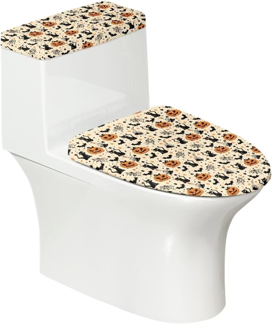 Black White Skull 2 Pieces Toilet Lid Cover Sets Hand Draw Skull Toilet Lid Tank Lid Dust Cover Funny Gothic Skeleton Universal Fit Toilet Covers Bathroom Decor
