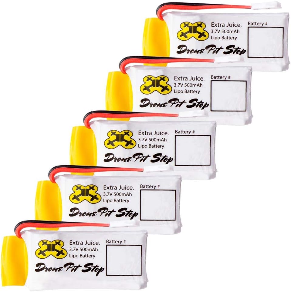 5pcs 3.7V 500mAh Upgrade LiPo Battery For Hubsan X4 H107L H107C H107D H107P H108 - Extra Flight Time - (Walkera Super CP, V252, JXD385, UDI U816A, JJRC H6C, Mini CP, Genius CP, Holy Stone F180C)