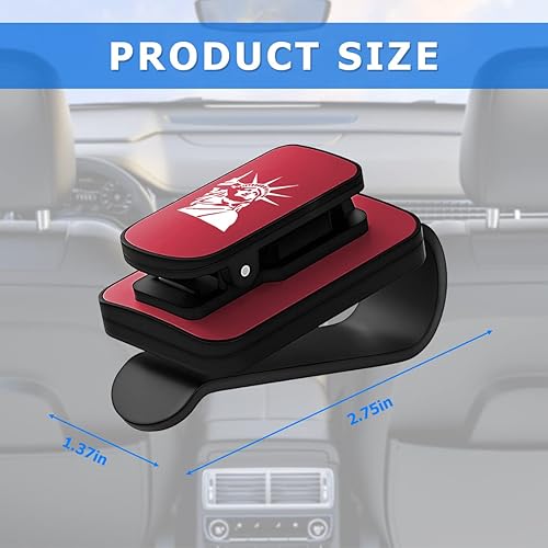 Miniatura 2 de Soporte de lentes de sol para visera solar de automóvil, soporte de gafas de bandera de metal mejorado con estatua de la libertad, colgador de