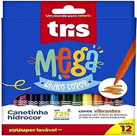 Hidrocor Pf Mega Hidro, Tris, Multicor, pacote de 12