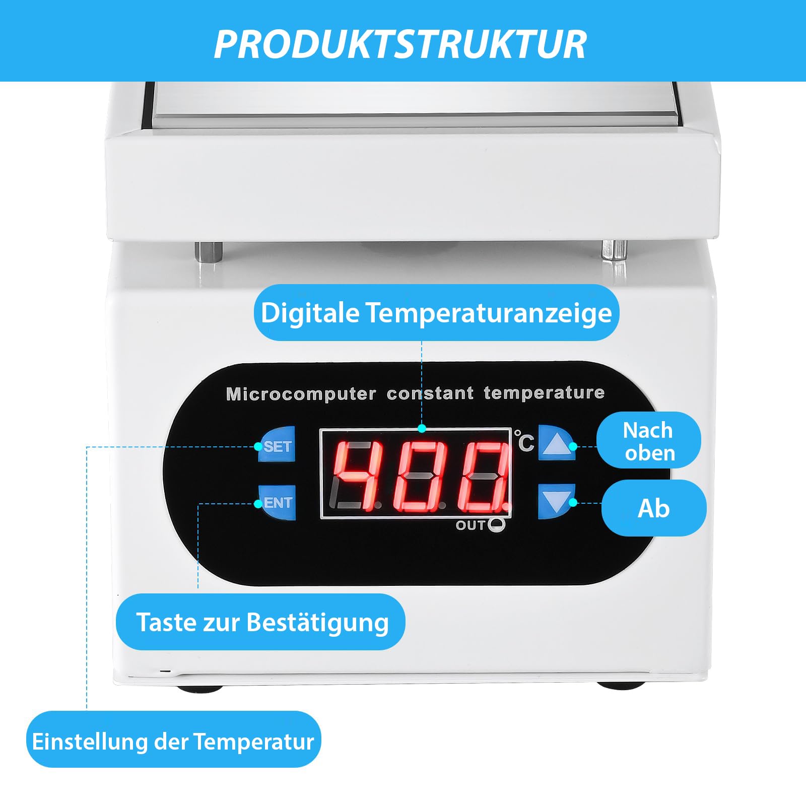 Lötstation Heizplatte, 700W 15x15cm Heizstation 220V für die Erwärmung von Komponenten, SMD-Rework, PCB-Entfernung und Löten, 0-400°C Temperaturregelung Ausgestattet