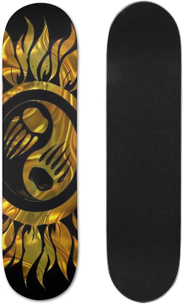 JIN HUA XU Unisex Skateboard Longboard Yin Yang Bear's Paw