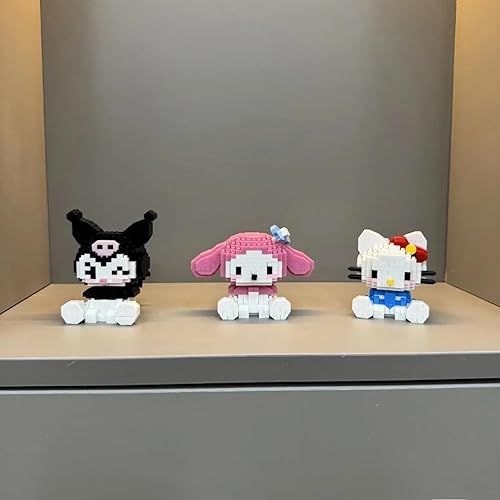 Miniatura 2 de Juego de bloques de construcción de gatitos Cinnamoroll Mini lindos modelos de Kuromi Kawail Pochacco, kit de juguetes regalos para adultos y niños.