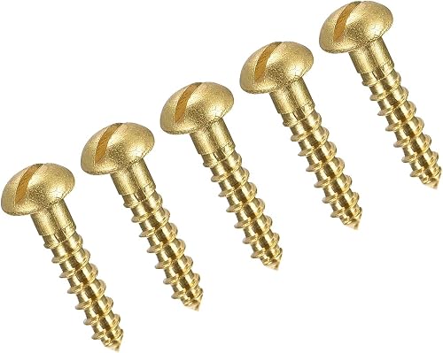 Boxonly Self Tapping Screw,Wood Screws M2x10mm Slotted Round Head Brass Self-Tap