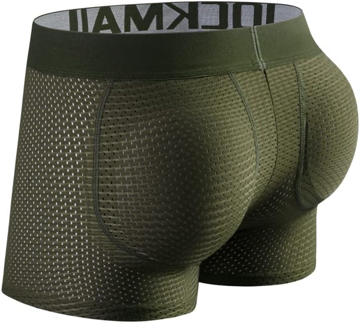 JOCKMAIL Mesh Mens Underwear Boxer Back Mens Padded Underwear Boxer with Hip Pad Men's Boxers