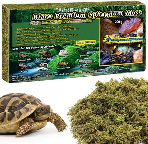 Riare 200 g Sphagnum Moos für Terrarien, Natürliches Reptilienmoos | Hohe Feuchtigkeitsspeicherung & ergiebiges Quellvolumen für Feuchtverstecke, Wet Box, Schlangen, Geckos, Frösch