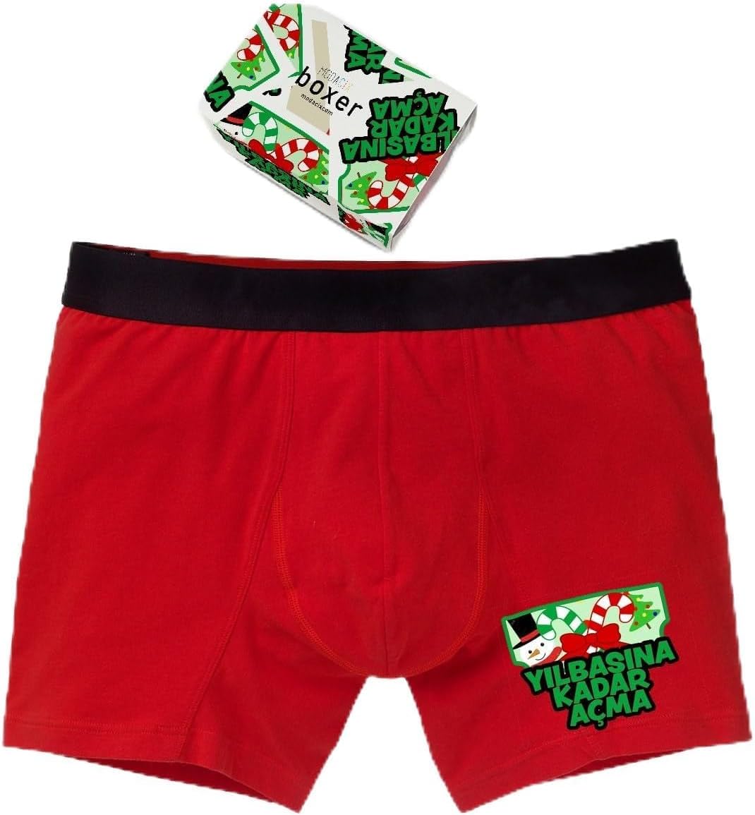 modacix Erkek Için Yılbaşı Hediyesi Esprili Yılbaşına Kadar Açma Yazılı Komik Boxer Siyah modacixNM391