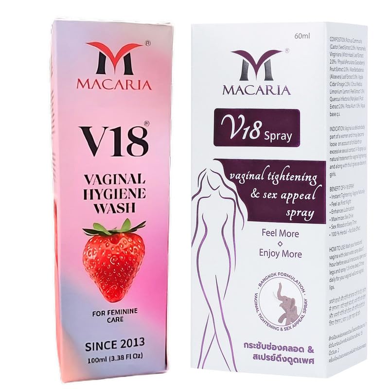 MACARIA V18 Vaginal Wash for intimate area smell & taste + Vaginal pussy yoni tightening spray for porn actress