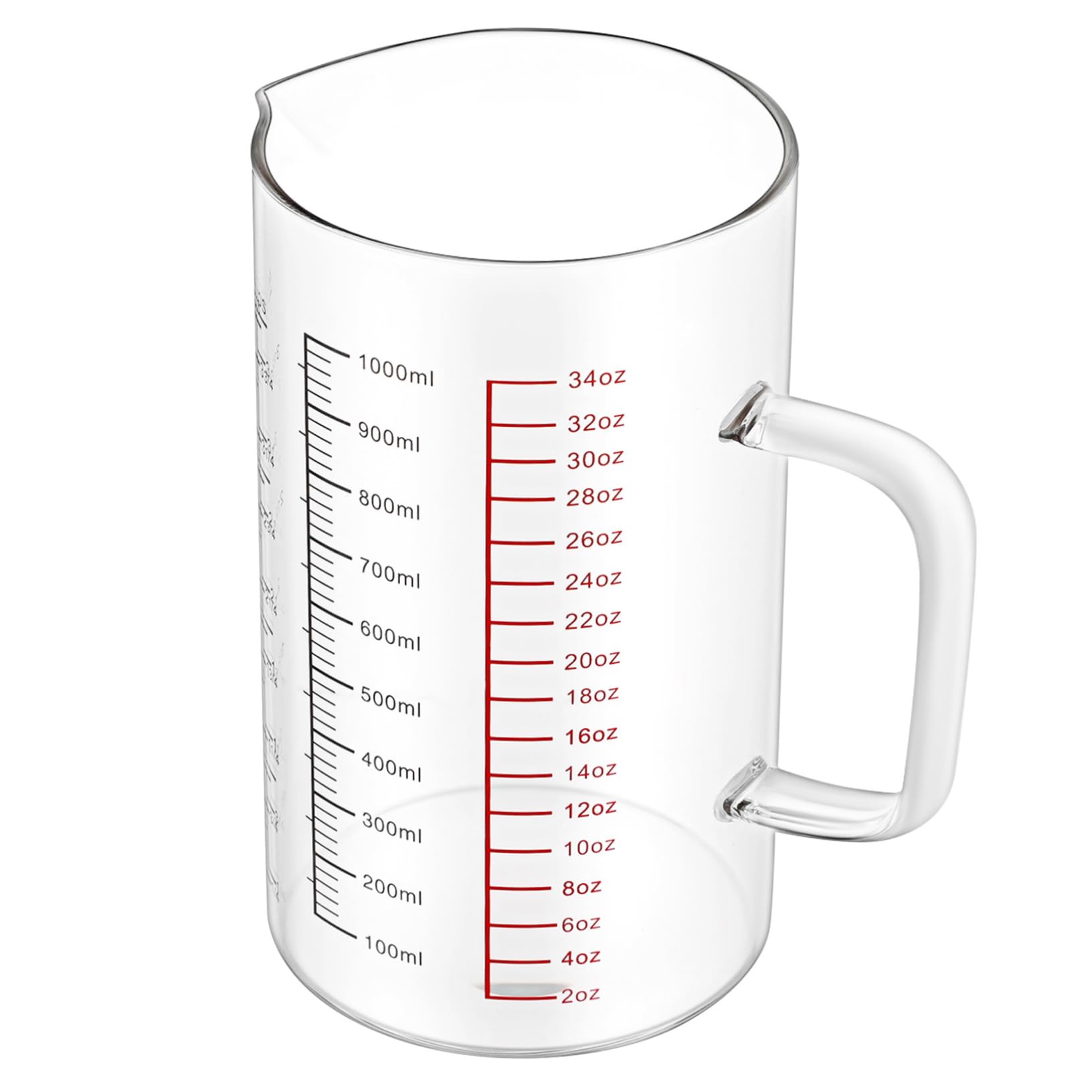 Vaso Medidor De Vidrio De Borosilicato Con Asa Taza Graduada Para Medición Precisa De Líquidos Cocina y Repostería Diseño Ergonómico y Vertido Controlado