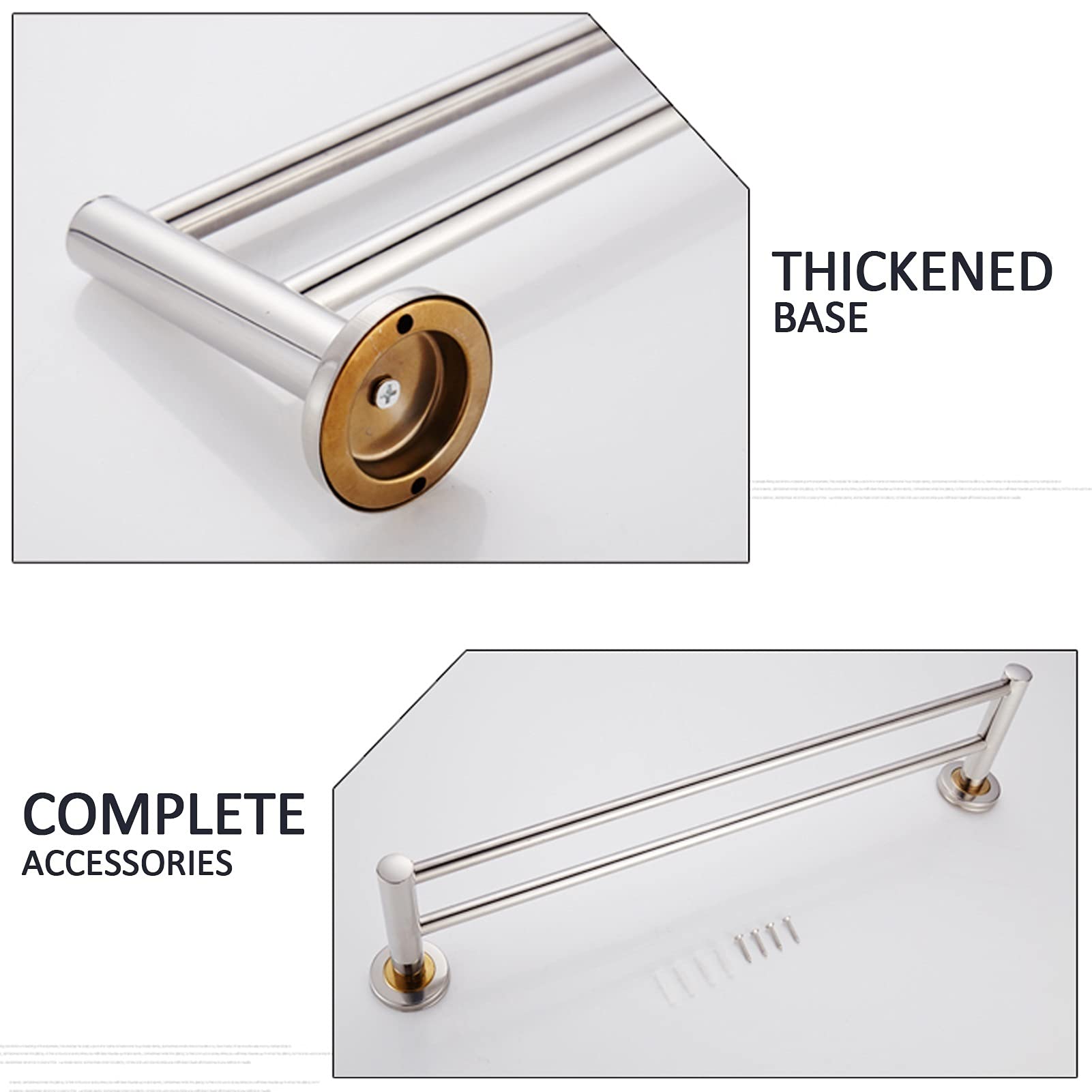 Bagno Creativity Portasciugamani, Oro+Argento, Doppio Portasciugamani in Acciaio Inossidabile, Appendiabiti da Cucina da Parete, Finitura Lucida, 40Cm/50Cm/60Cm/80Cm/40Cm