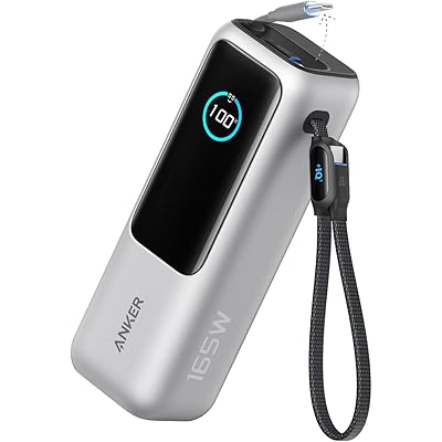 Anker Power Bank (25000mAh, Built-In & 巻取り式USB-Cケーブル) 【PD対応/PSE技術基準適合/USB-C入力対応  …