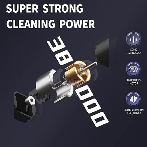 Vista 3 de Cepillo de dientes sónico para adultos, cepillo de dientes eléctrico con 5 modos de limpieza, cepillo de dientes eléctrico recargable, temporizador