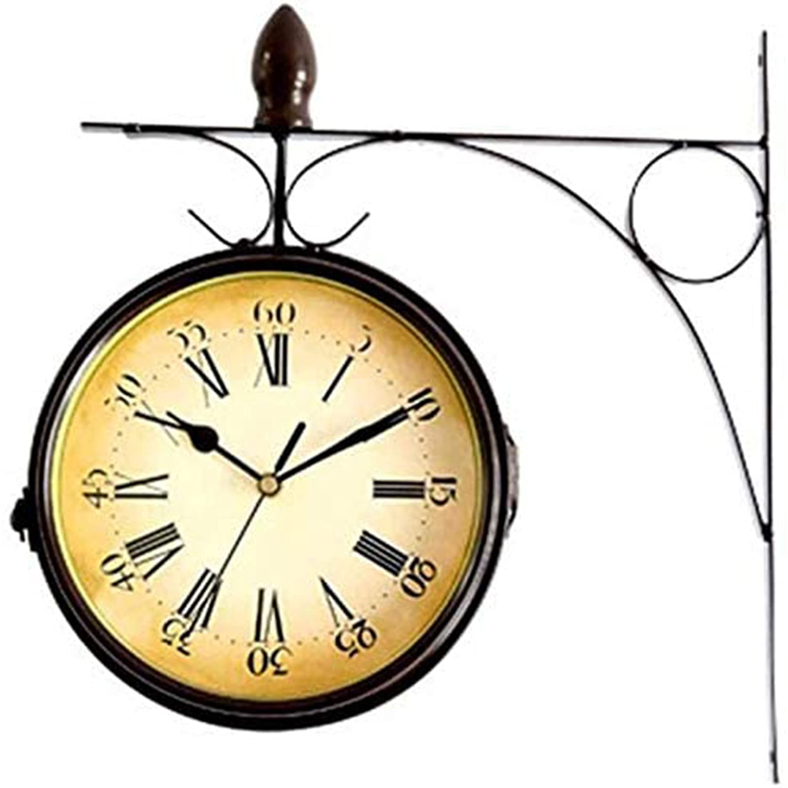 MYUYEE Clocks Outdoor Garden Double Sided Clock Silent Non Ticking Vintage Retro Ornament Indoor Mute Grand ntral Station Wall -