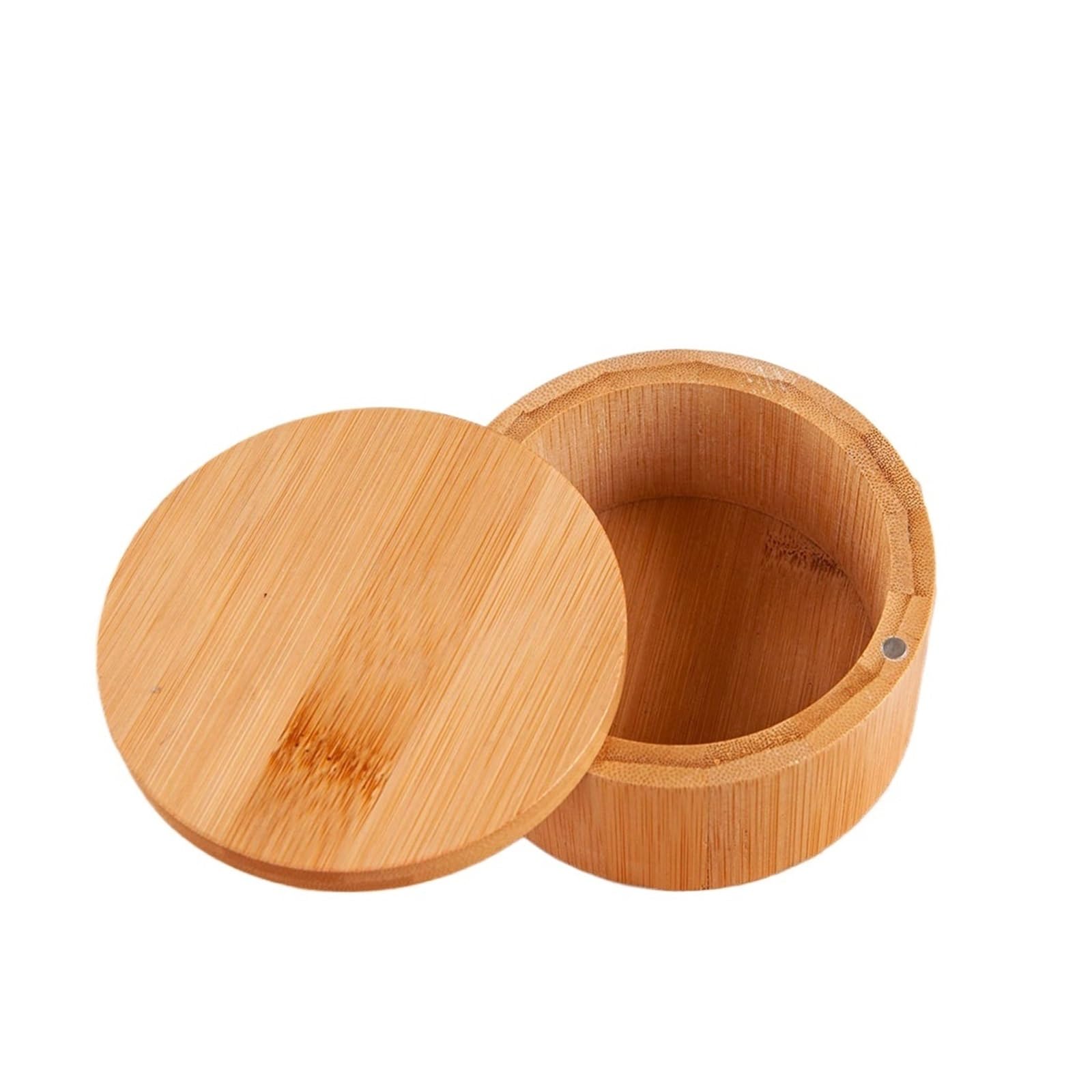 Generisch Bambus-Salzkeller mit magnetischem Drehdeckel, kleines Gewürz for Aufbewahren von Pfeffer, Zucker, Kräutern(Small)
