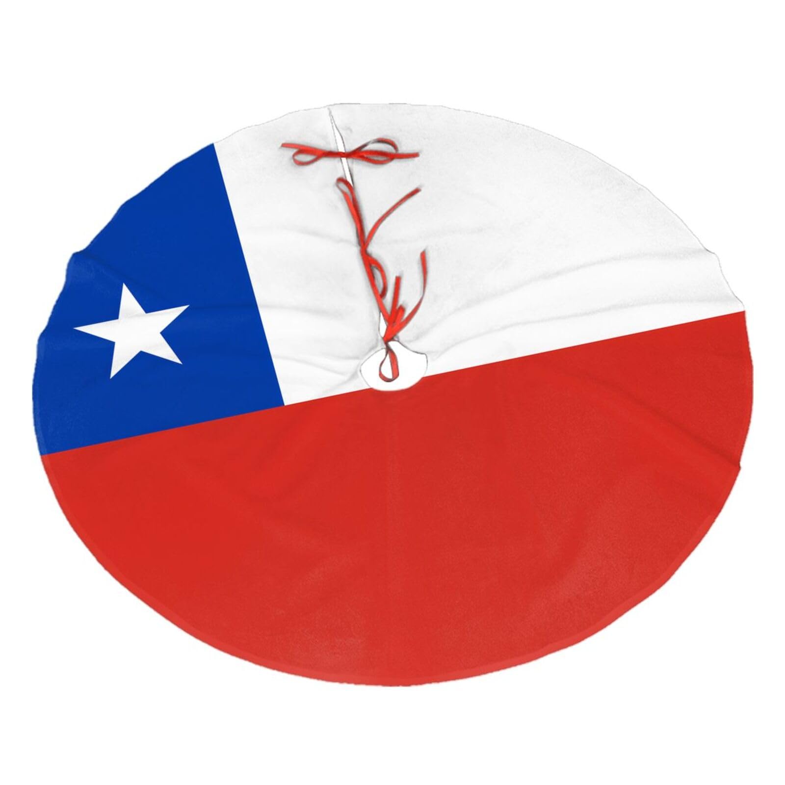 Flag of Chile Printed Christmas Tree Skirt Christmas Plush Tree Skirt 36 inches (about91 cm) ChristmasIndoor and Outdoor