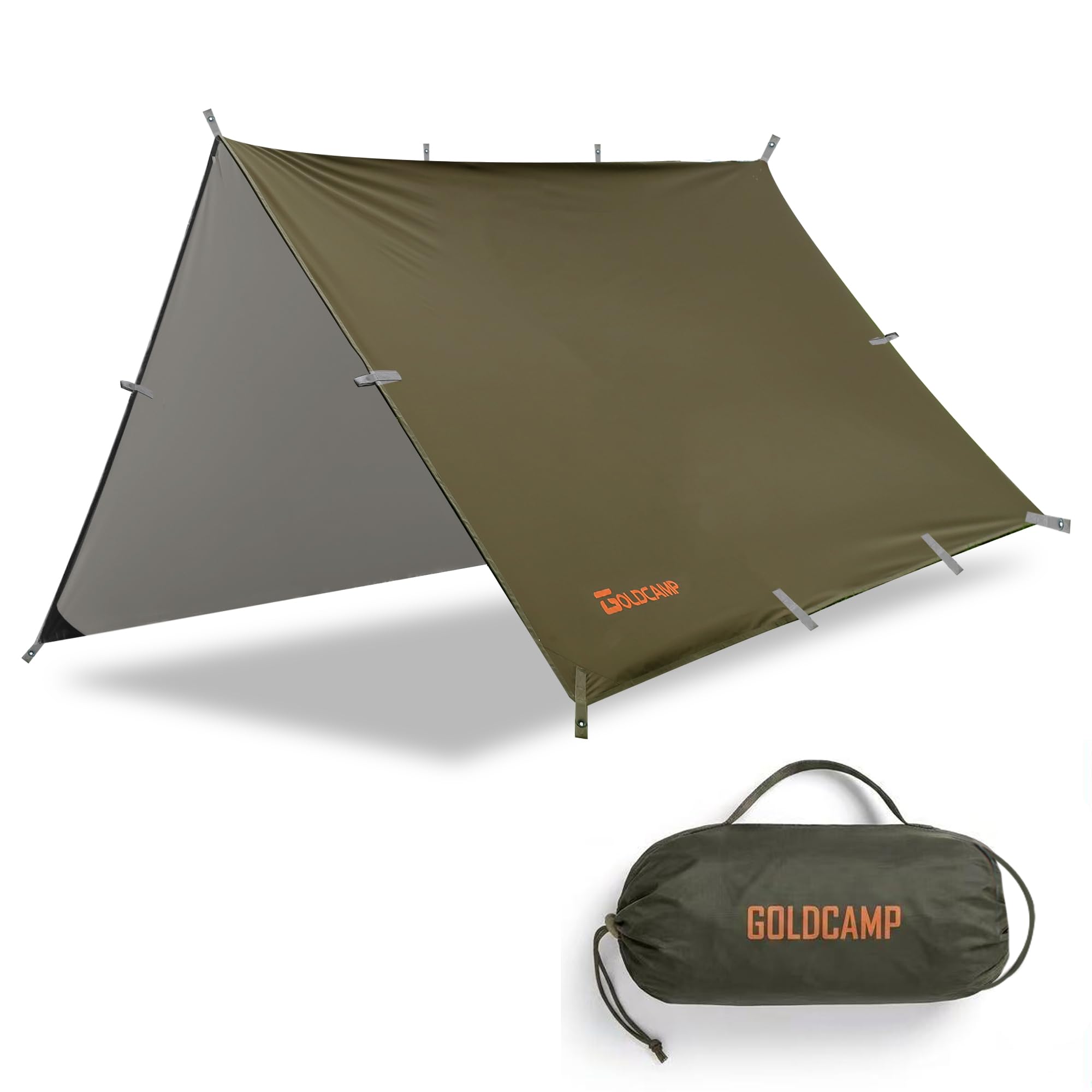 GOLDCAMP Wasserdichte Camping-Plane, 70D-Nylon, 30 x 30 m, Hängematten-Regenfliege, UV 50+ und PU15000 mm, Zeltplane, Unterschlupf, strapazierfähig, 