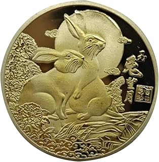 Rabbit Commemorative Coin - 2023 Year of The Rabbit Souvenir Coins Golden Rabbit Coin for Home Office Decor, Lucky Zodiac Rabbit Gifts Golden A
