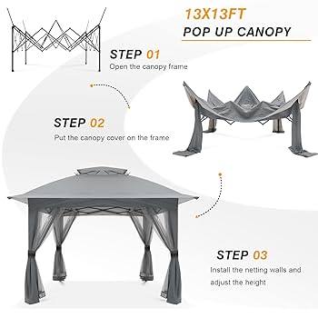 COOSHADE 13x13Ft Easy Pop Up Canopy Tent Instant Folding