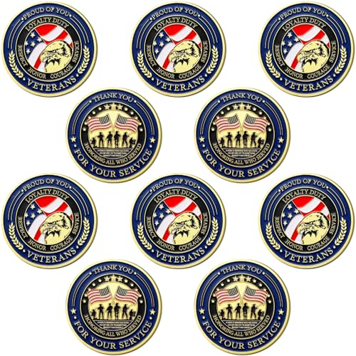 Pièce de défi militaire pour cadeau d'anciens combattants - Set de 10 pièces commémoratives
