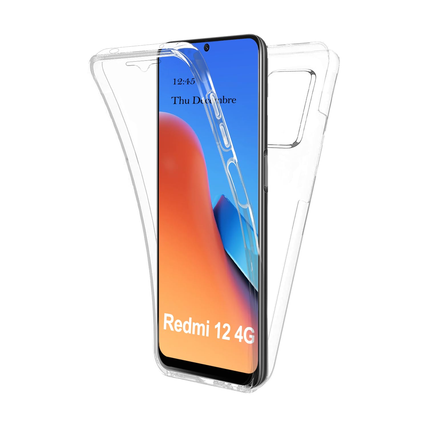 AURSTORE Custodia Per Xiaomi Redmi 12 4G (Non Per Note 12) – Cover Rigida 2 Pezzi, Protezione Completa Fronte/Retro, TPU Trasparente + Plastica