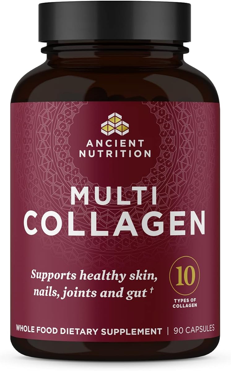 Ancient Nutrition Collagen Peptides Pills, Hydrolyzed Multi Collagen Supplement, Types I, II, II, V & X, Supports Healthy Skin and Nails, Gut Health and Joints, 90 Capsules