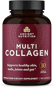 Collagen Peptides Pills by Ancient Nutrition, Hydrolyzed Multi Collagen Supplement, Types I, II, II, V &amp; X, Supports Healthy Skin and Nails, Gut Health and Joints, 90 Capsules