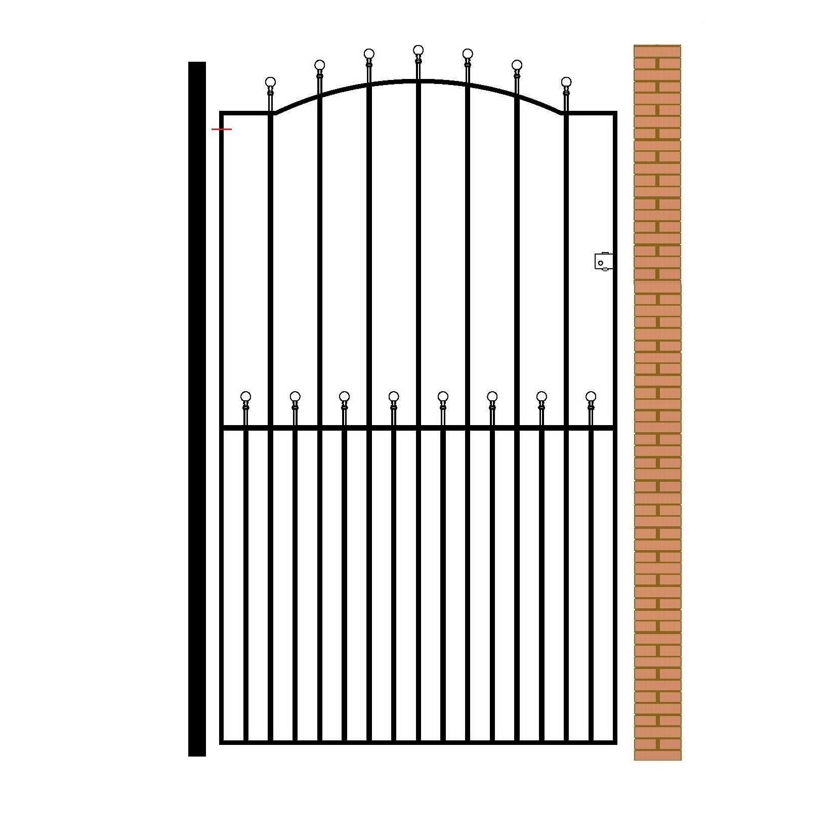 Manor Ball Top Tall Metal Garden Gate Galvanised Wrought Iron Pedestrian Swing Gates (914mm Gap X 1930mm High MAZP32)