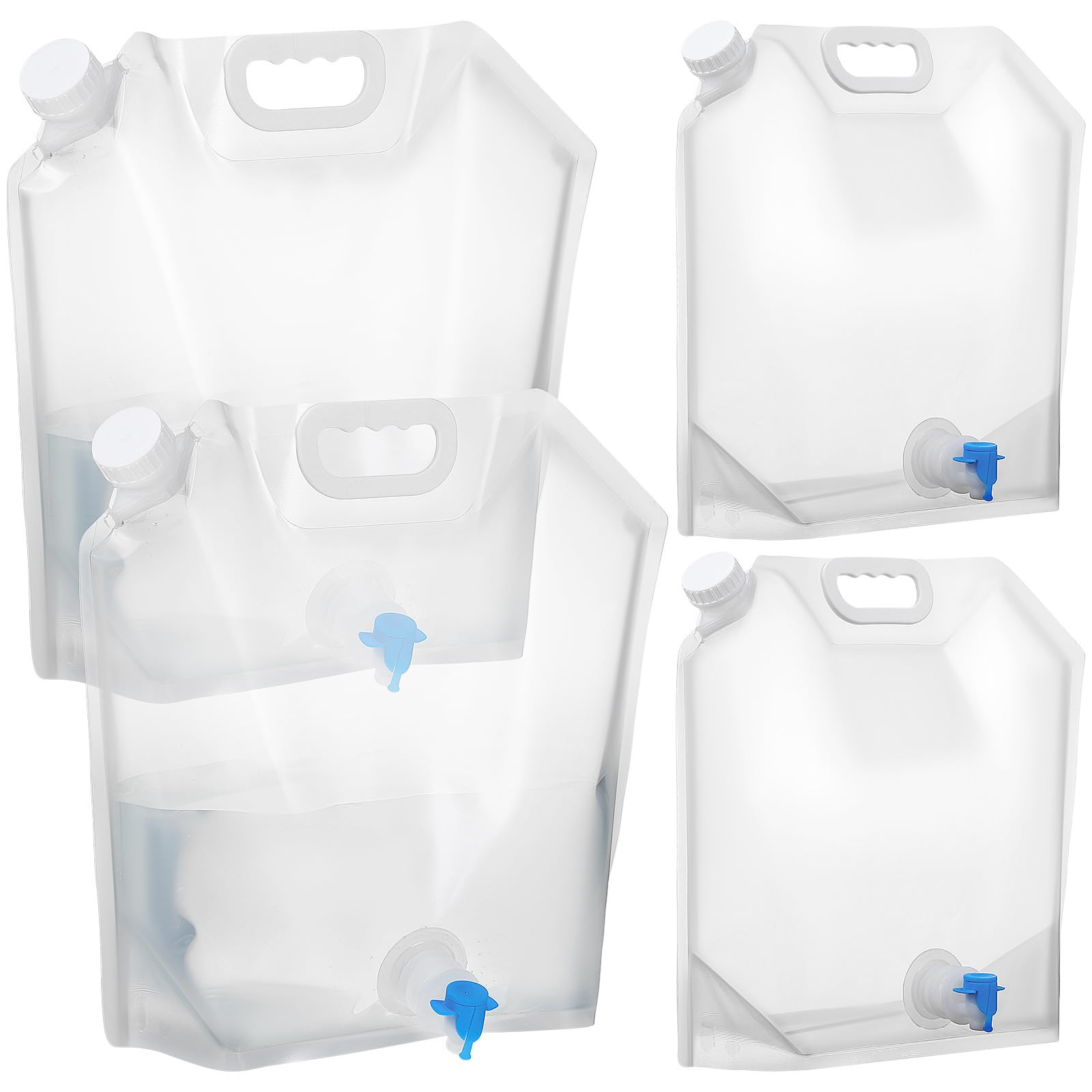 4 Stück Klappbare Wasserbehälter mit 10l Kapazität und Ausgießer Faltbare Wasserflasche aus Pe mit Tragegriff für Sommerferien Camping und Outdoor