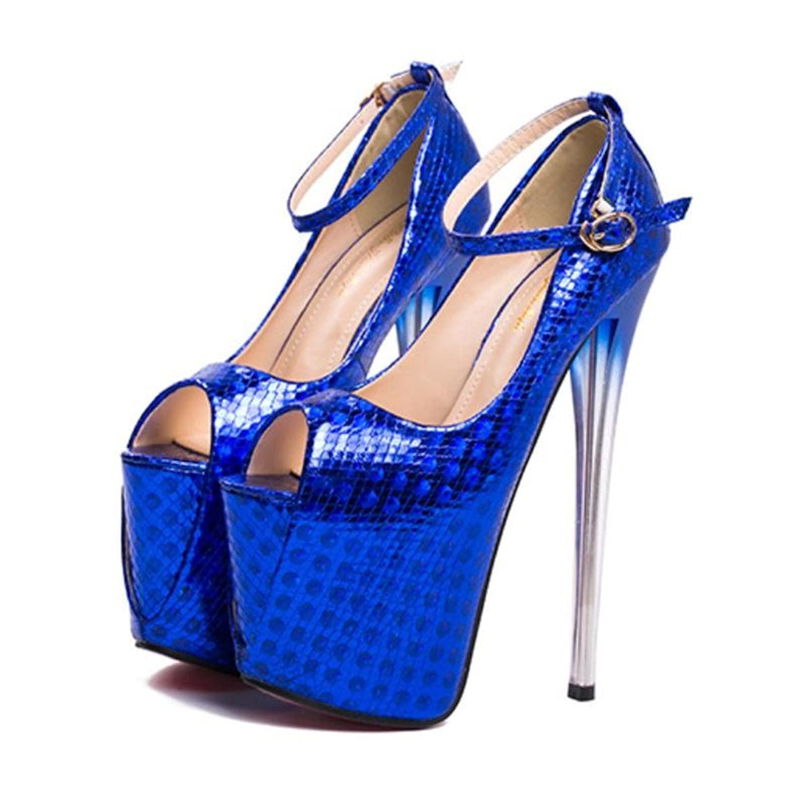 GAOword 19Cm Women's Stiletto Heel Wedding Shoes-Open Toe, Glitter, Nightclub, Platform, Size 34 to 43