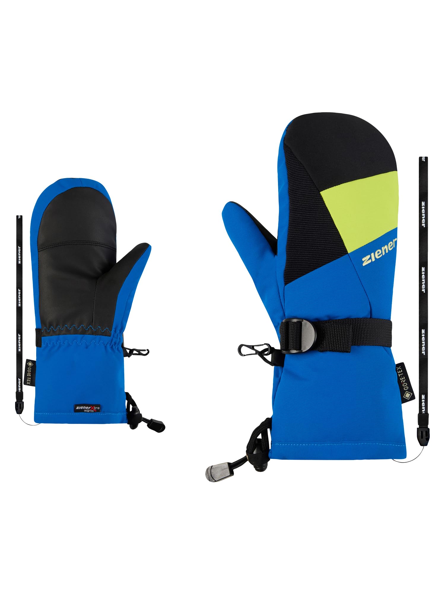 Ziener Kinder LANIC-Z Ski-Fäustling/Wintersport | Gore-Tex, Lange Stulpe, extra warm, Black.Persian Blue, 7,5