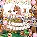 Fangleland Horse Birthday Party Decorations Kit for Girls - Horse Theme Banner & Photo Backdrop Cake Cupcake Toppers, Racing Animal Balloons, Western Cowgirl Happy Birthday Party Supplies