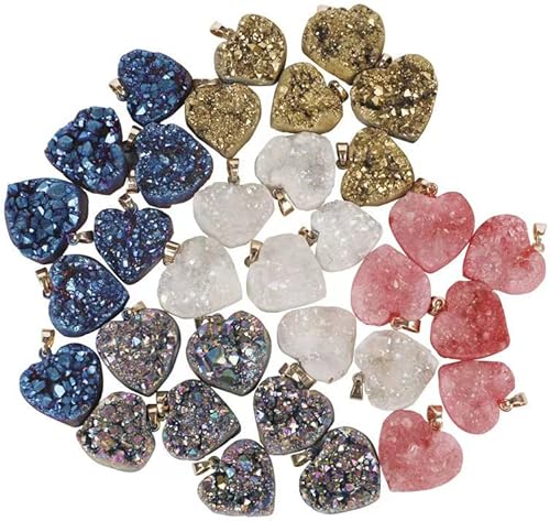 Miniatura 3 de Colgante de cuarzo con revestimiento de titanio, colgante de piedra natural, piedra de cristal de piedra para hacer joyas, decoración de reiki