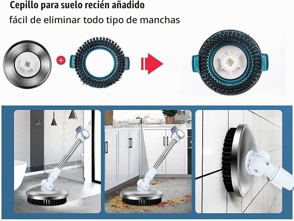 Michao Spin Mop Bucket Deluxe 360 - Sistema de Limpieza de Piso Giratorio con 6 recambios de Cabezal de Microfibra, Mango extendido de 62 Pulgadas, 4 Ruedas para Limpieza del hogar