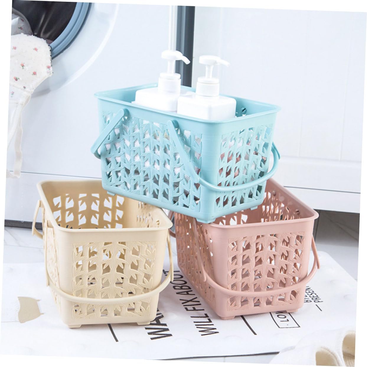 Luxshiny 3pcs Thickened Desktop Storage Basket Handheld Sundries Container for Organizing Phone Magazines Toys Versatile Storage Bins Random Patterns