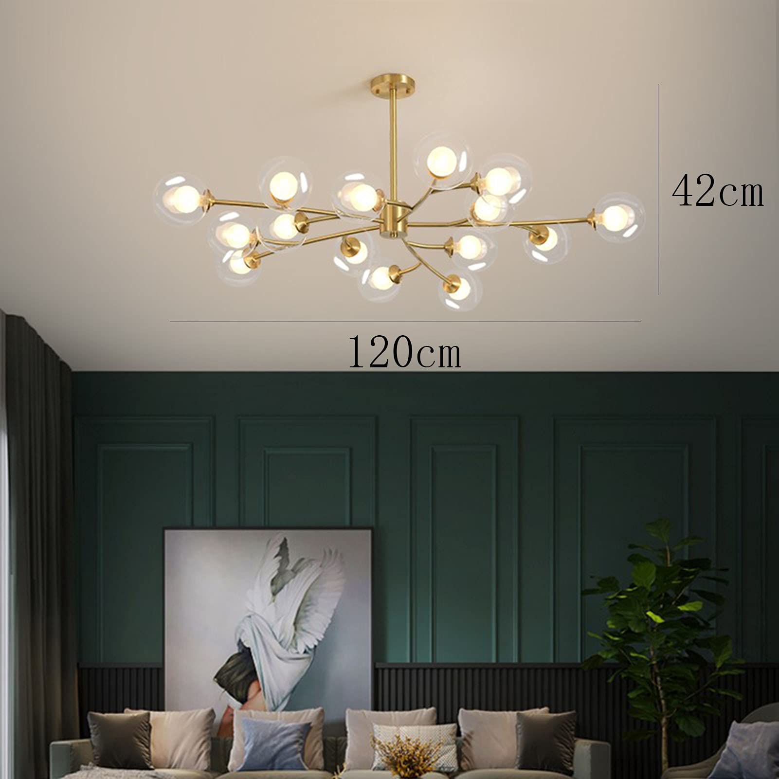 Plafoniera Sputnik 6 Luci E27 - Stile Industriale, Oro, Metallo | Per Soggiorno, Camera O Ristorante - Foto 7