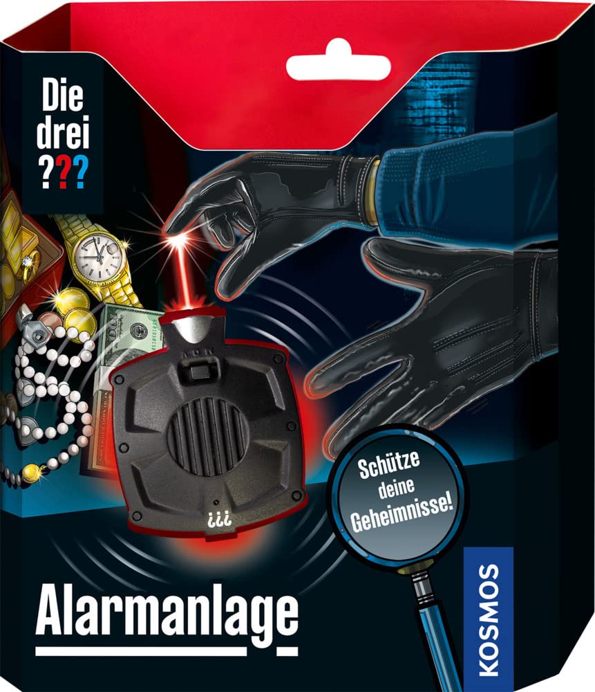 Kosmos 630621 Système d'alarme avec détecteur de Mouvement et détecteur de Vibration, kit de détective, équipement d'agent, Jouet pour Enfants à partir de 8 Ans Noir