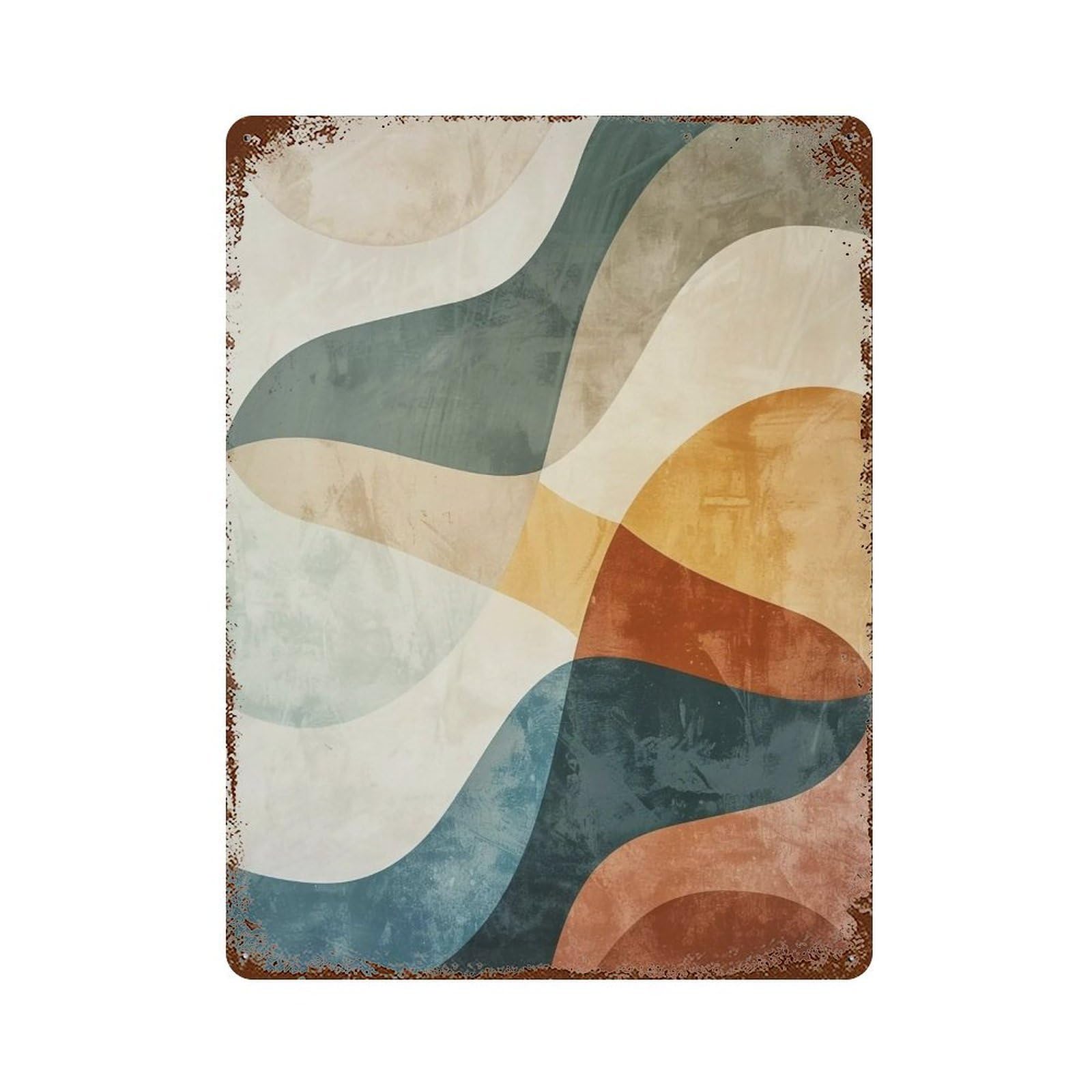 Wihyrtui Style Retro Textured Curved Earth Abstract Shapes 04 Wall Retro Iron Metal Tin Sign Vintage Art Poster Modern Home Cofffee Club Art Bar Shop Decor 40X30cm