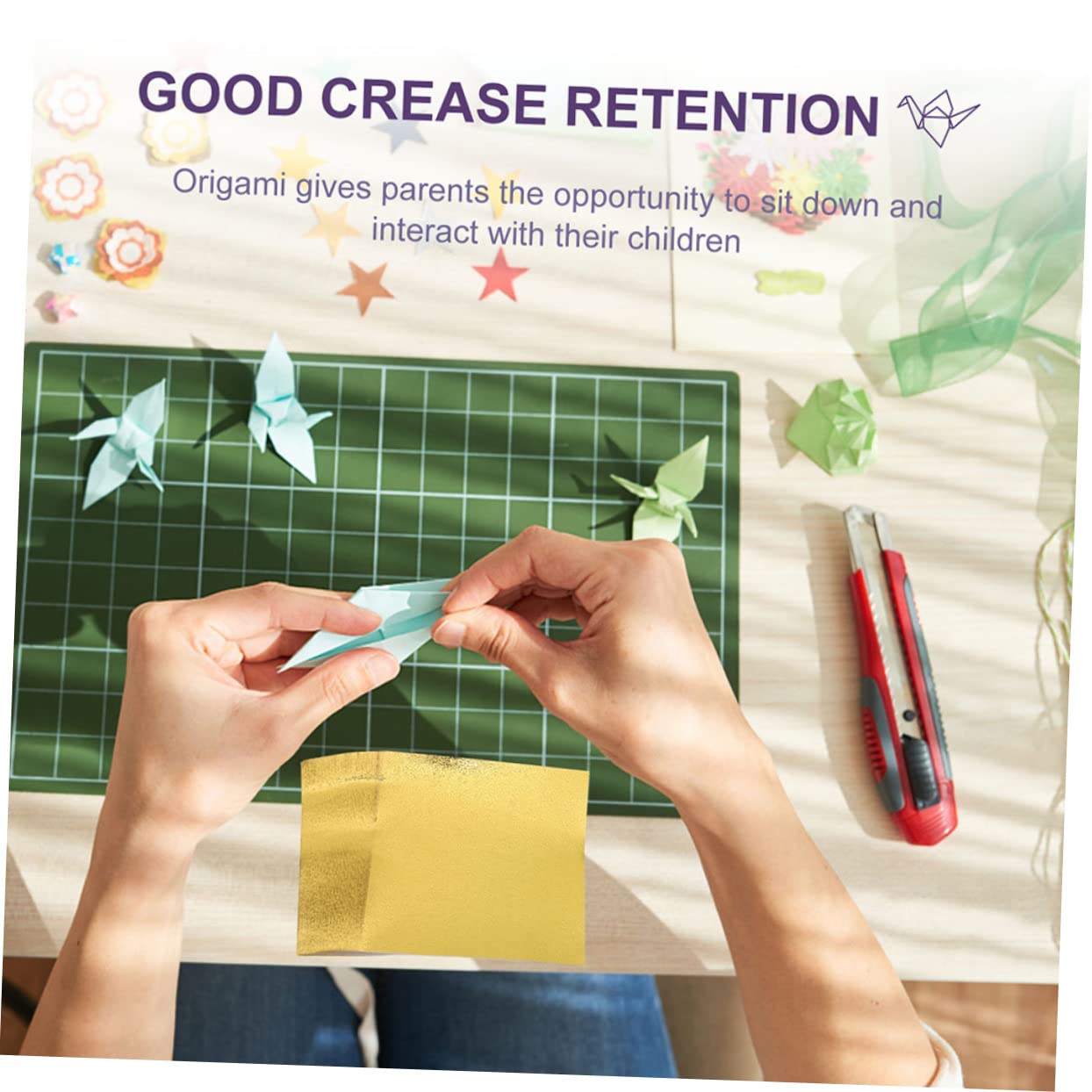Tofficu 4 Set Di Di Carta Origami Quadrati Carta Da Artigianato Dorata Per Piegatura Per Arti E Mestieri 100 Fogli * 4