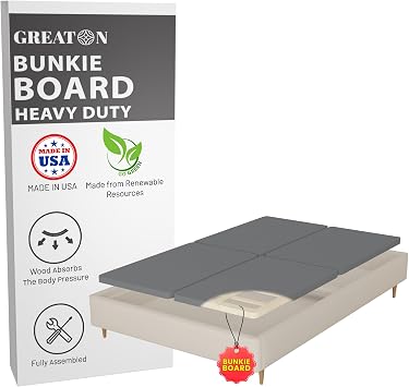 Greaton 1.5" Split Wood Bunkie Board for FullFold Size Bed - 4-Piece Under Mattress Support Board, Fully Assembled, Fabric Ventilation Cover - Replaces Wooden Slats or Box Spring for Bed Frames
