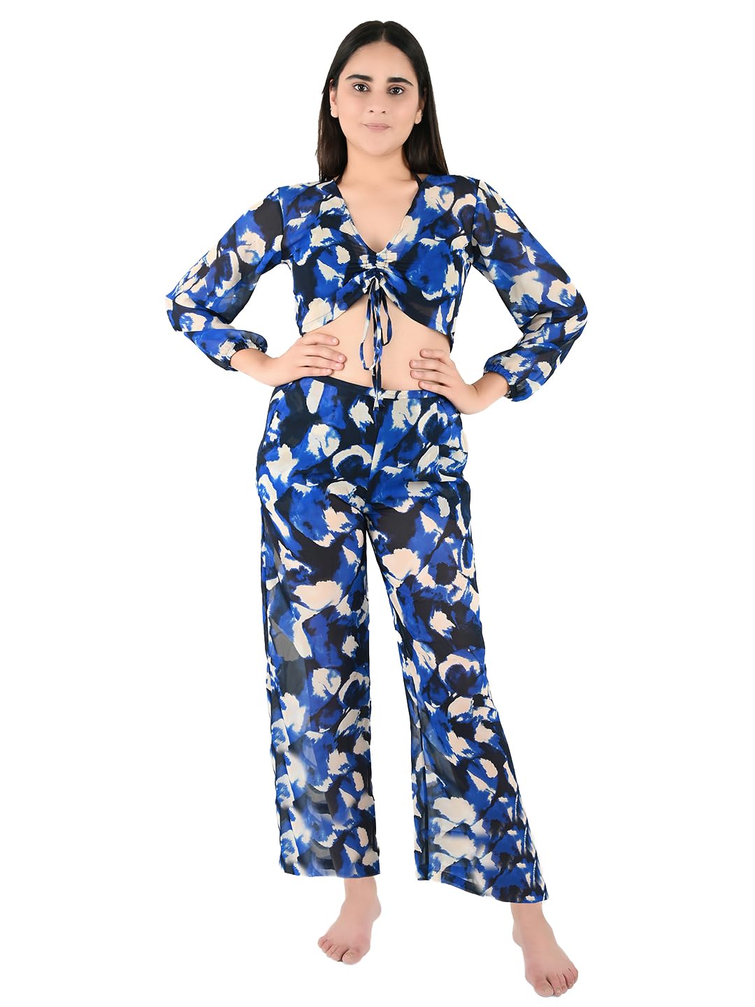 blissence Floral Printed Beachwear Cover Up Co-Ord Set for Women Teen-picture-26