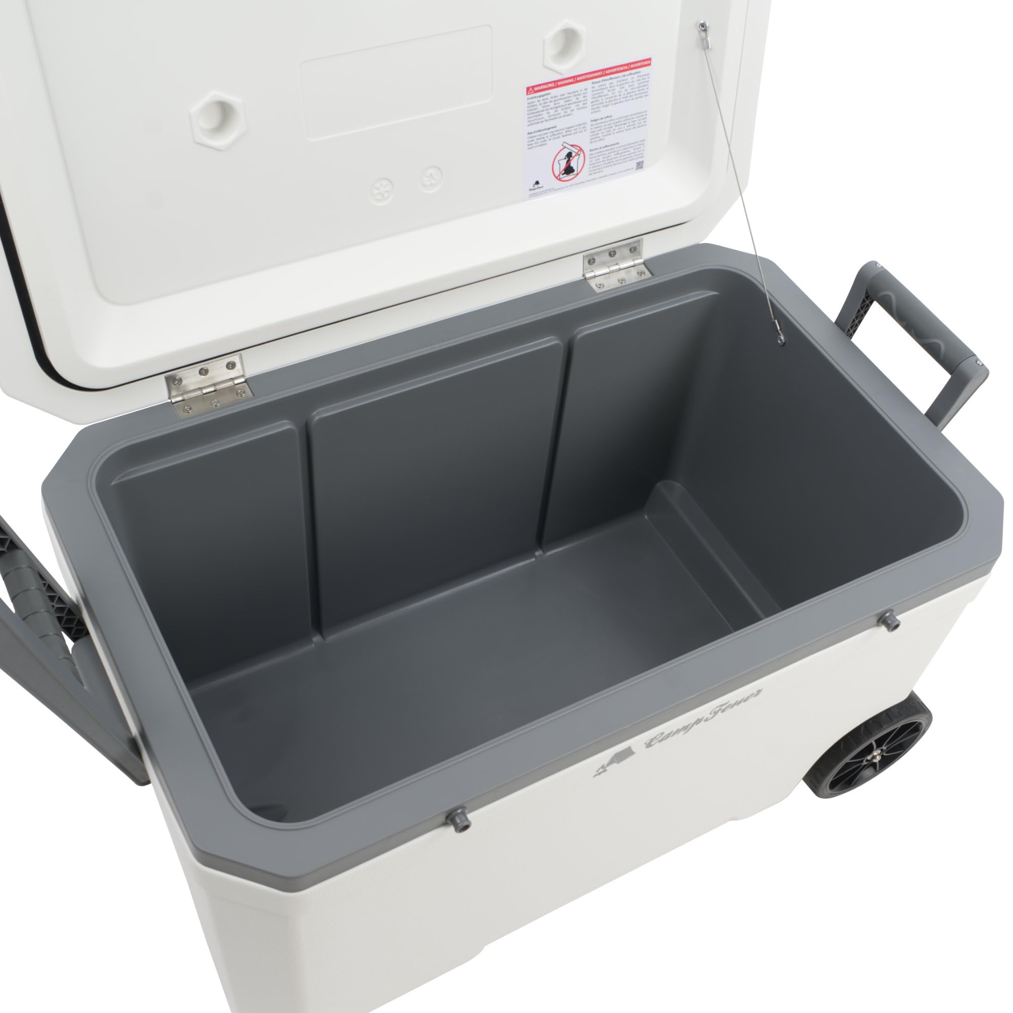 CampFeuer Nevera portátil blanca de 70 L con ruedas | Nevera portátil con ruedas, nevera aislada con asas, nevera de enfriamiento móvil, caja de hielo, mini refrigerador | Caja térmica, caja de