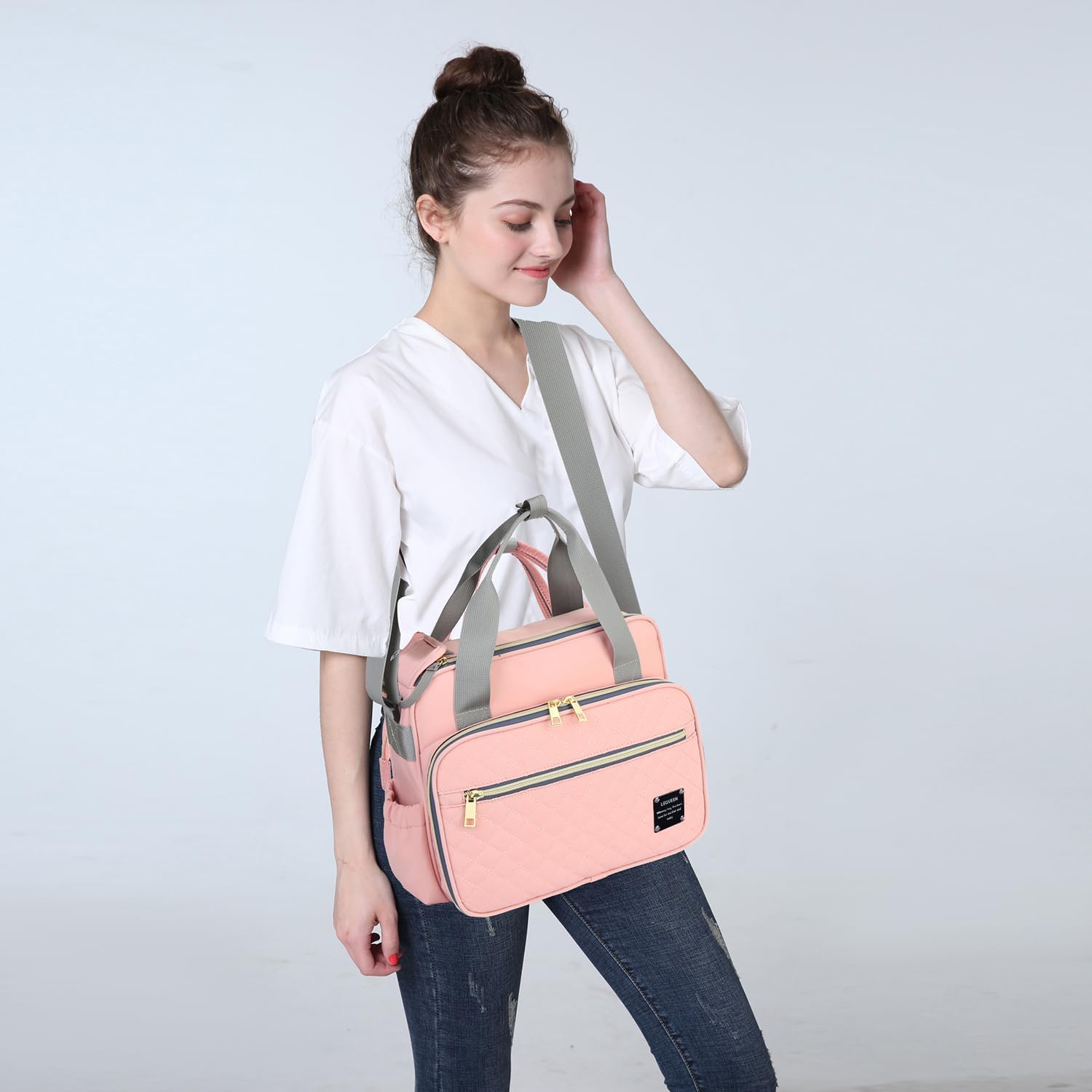 Diaper Bag Tote Baby Changing Bag Large Baby Bags for Mom Multifunction Travel Nappy Bag(Pink) - Image 2