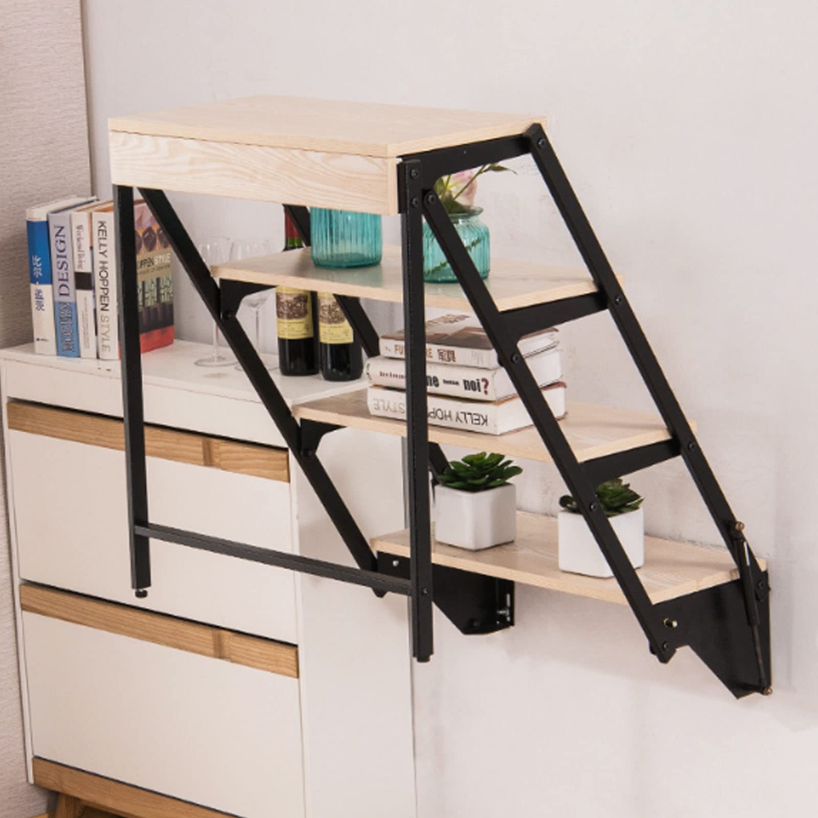 Tavolo Pieghevole A Parete 100x85 Cm – Scrivania Ribalta In Legno Massello Per Piccoli Spazi – Ufficio E Pranzo