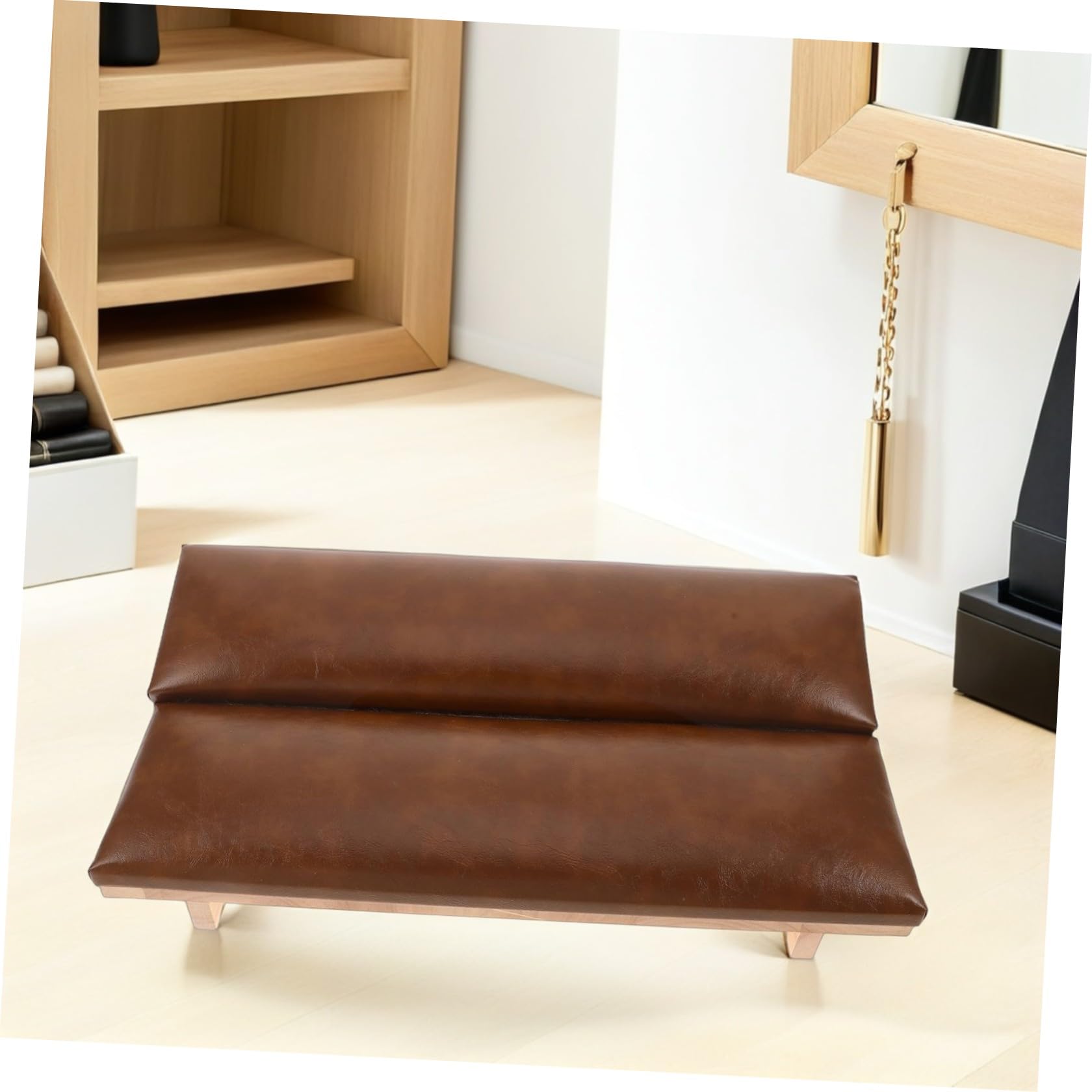 VALICLUD Repose-bras pour Manucure, Coussin Repose-bras pour Ongles en Pu et Bois, 40x10x9cm, Marron, Antidérapant, pour Salon de Manucure, Femmes
