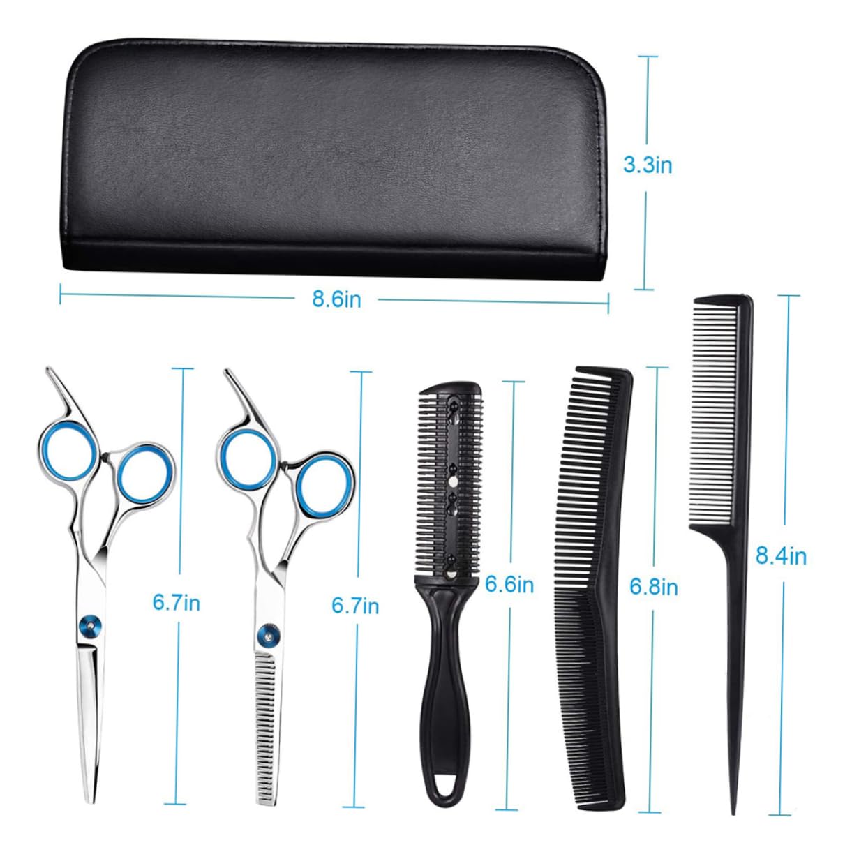 Set Forbici Parrucchiere in Acciaio Inossidabile Nero 1 Pezzo
