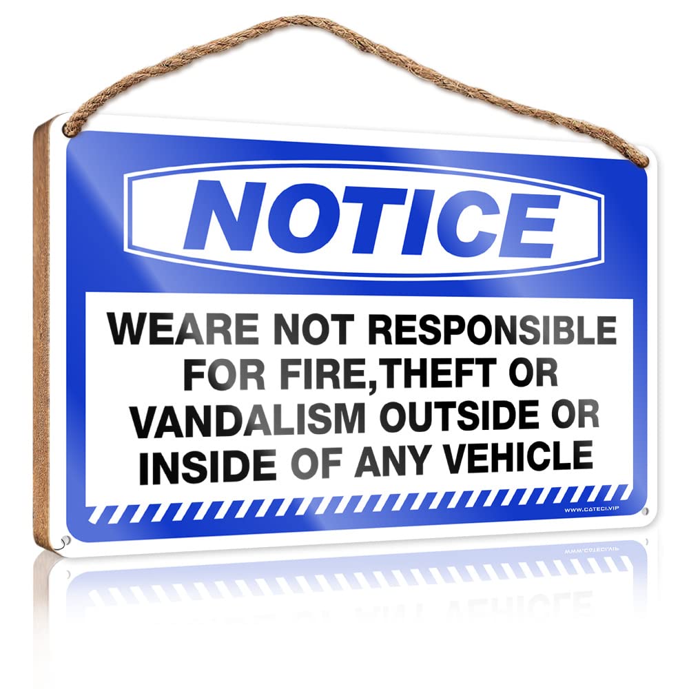IBWNBBUSN Funny Door Frame Sign Notice We Are Not Responsible For Vandalism Vehicle Wooden Sign Hanging Sign Decor Door Sign For Home
