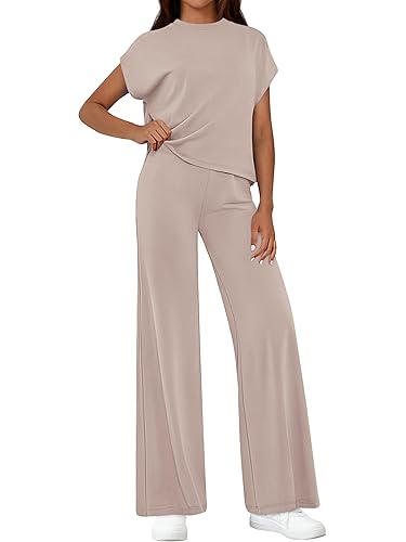 PRETTYGARDEN Womens 2 Piece Outfits Casual Cap Sleeve Lounge Set