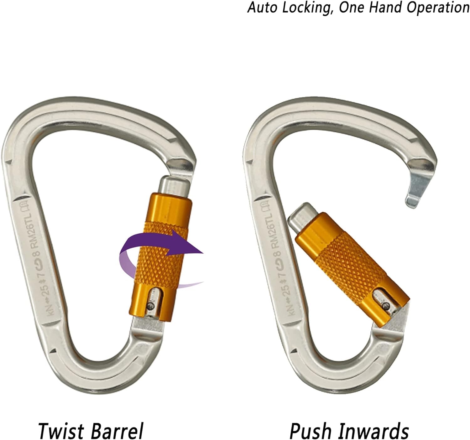SOB Mosquetón de Alambre 25KN (5644lb) Alta Resistencia, Forma D, para Llaveros, Camping, Senderismo, Mochilero, Correa para Perros - Multiusos