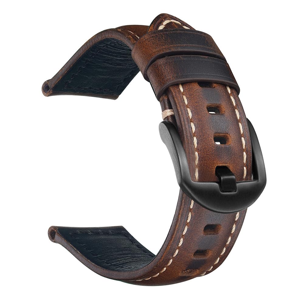 AKOUFAL Vintage Leather Watch Straps 18mm 20mm 22mm Cowhide Smart Watch Accessories Watchbands