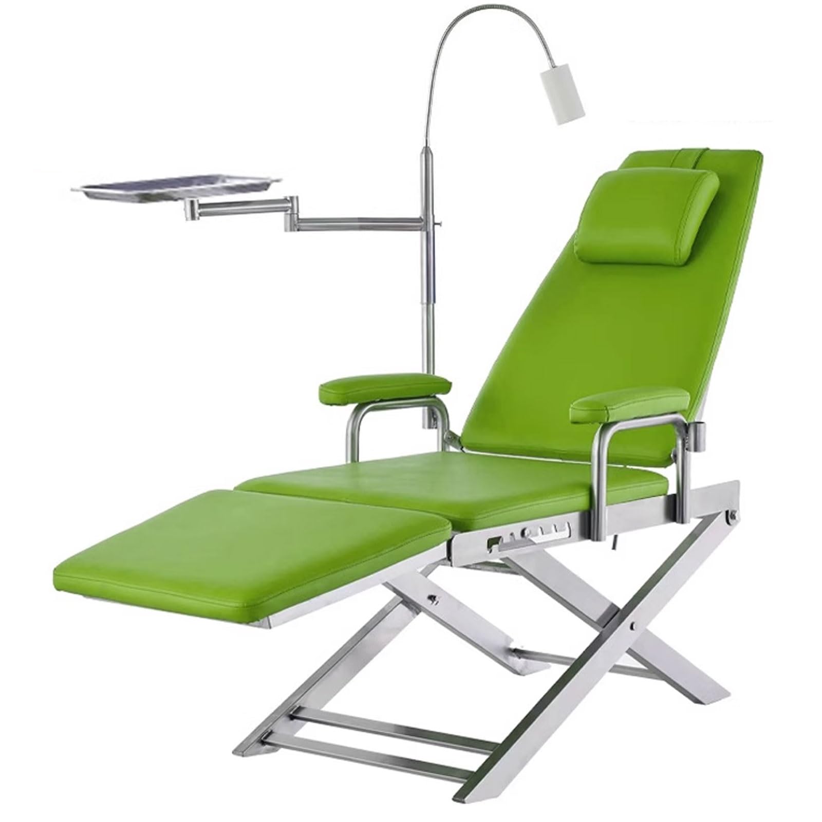 Portable LED Dental Chair Dental Care Bed with 360° Light Arm Rotating, Spittoon and Tray Portable Dental Chair for Hospitals, Beauty Parlours(Blue, Green, Red)(Green)